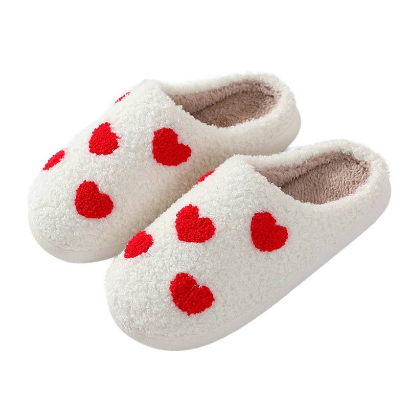 Soft Plush Mushroom Hearts & Rainbow Warm Slippers