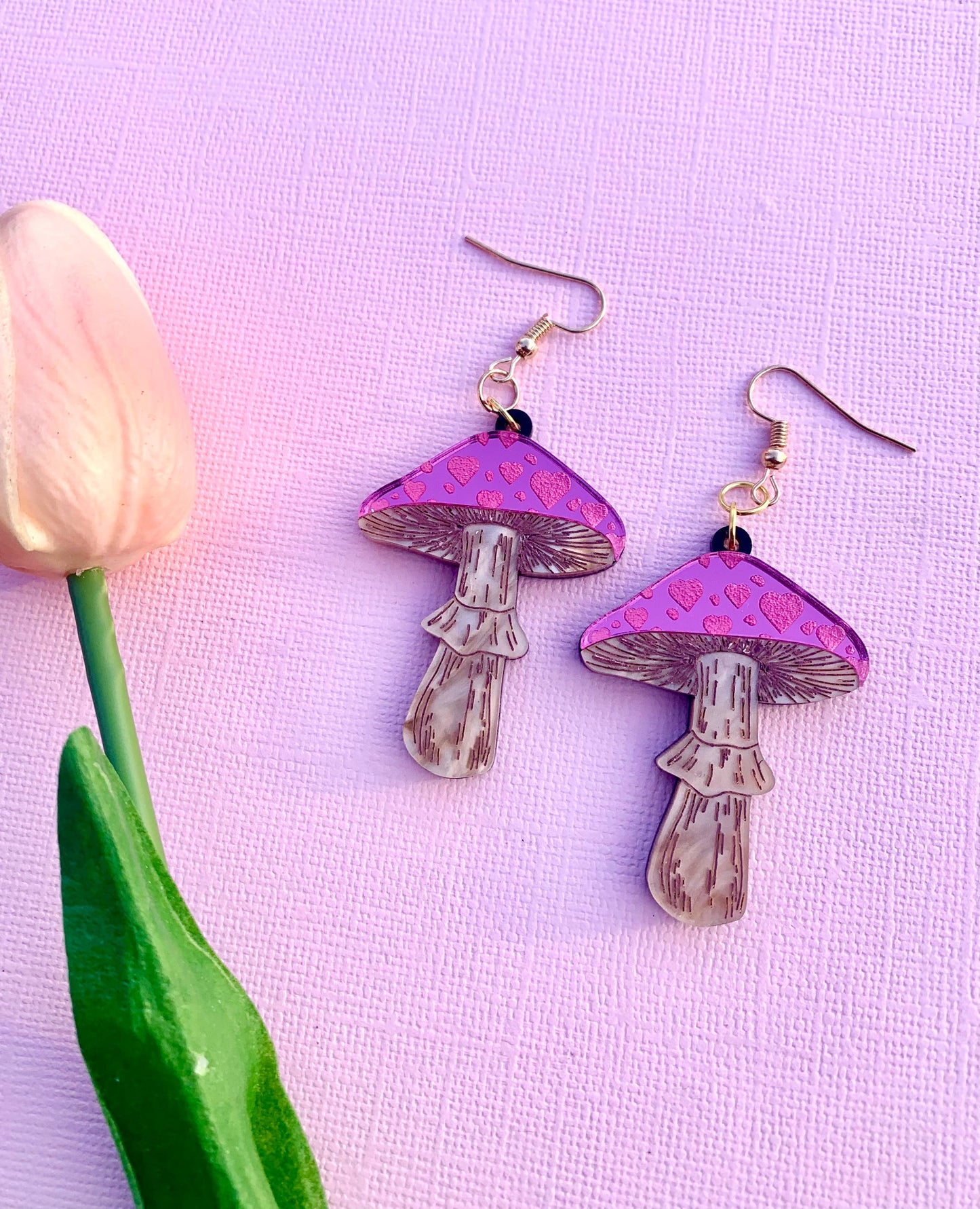 I Love You Very Mushroom Heart Earrings