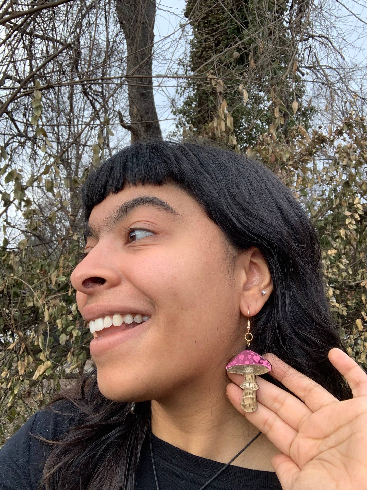 I Love You Very Mushroom Heart Earrings