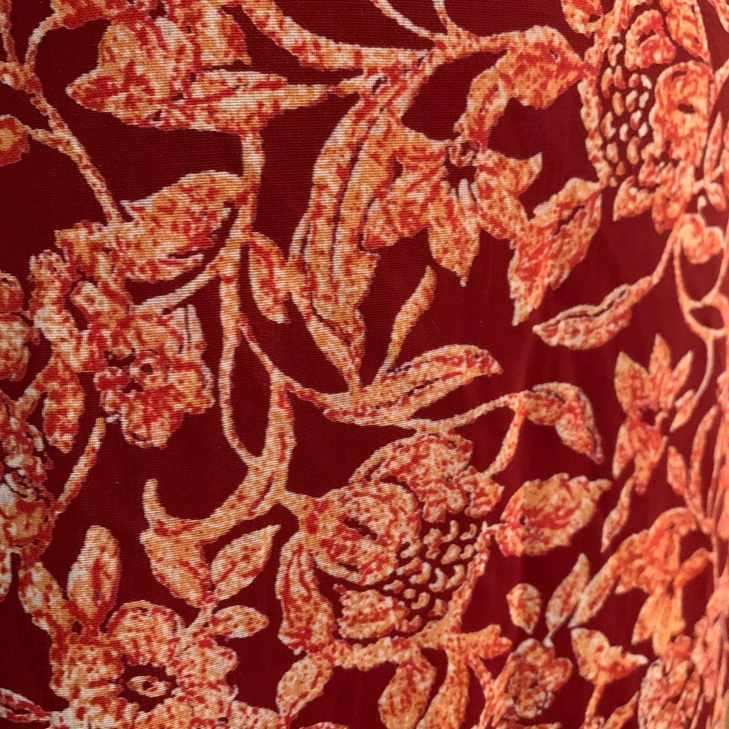 Eddie Bauer 90s Rust Red & Orange Floral Midi Skirt Womens Size 10 - Homeward Bound Goods