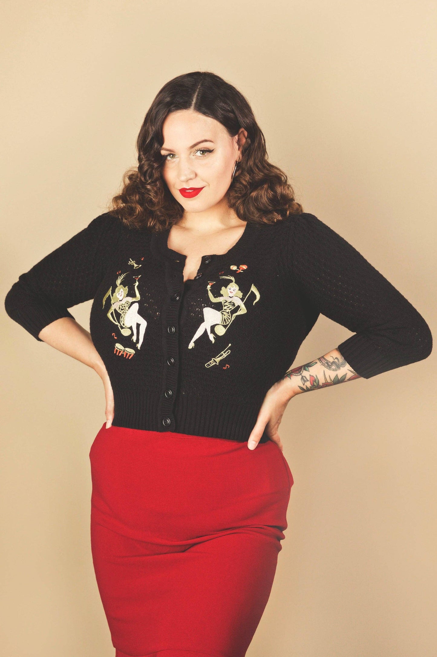Showgirls Cropped Cardigan in Black