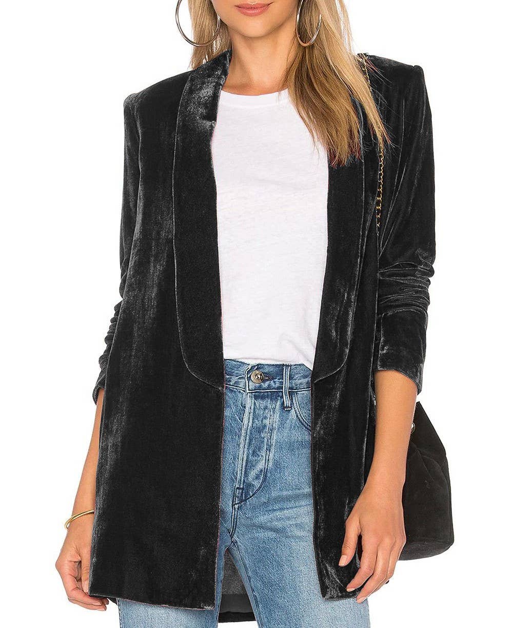 Slim Fit Velvet Blazer