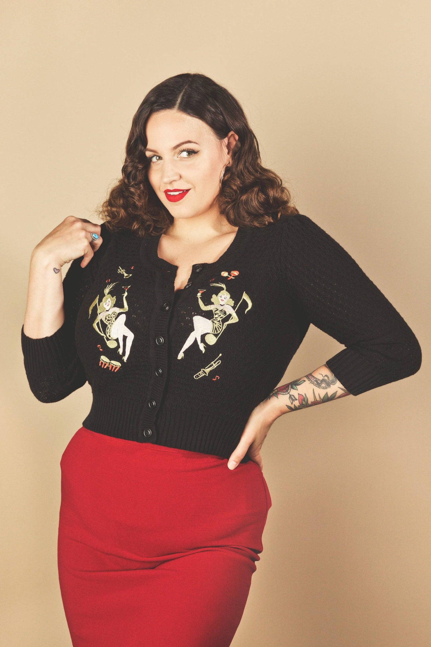 Showgirls Cropped Cardigan in Black