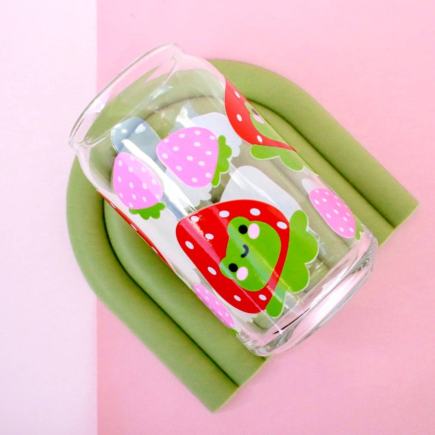 Strawberry Frog Glass Tumbler Cup
