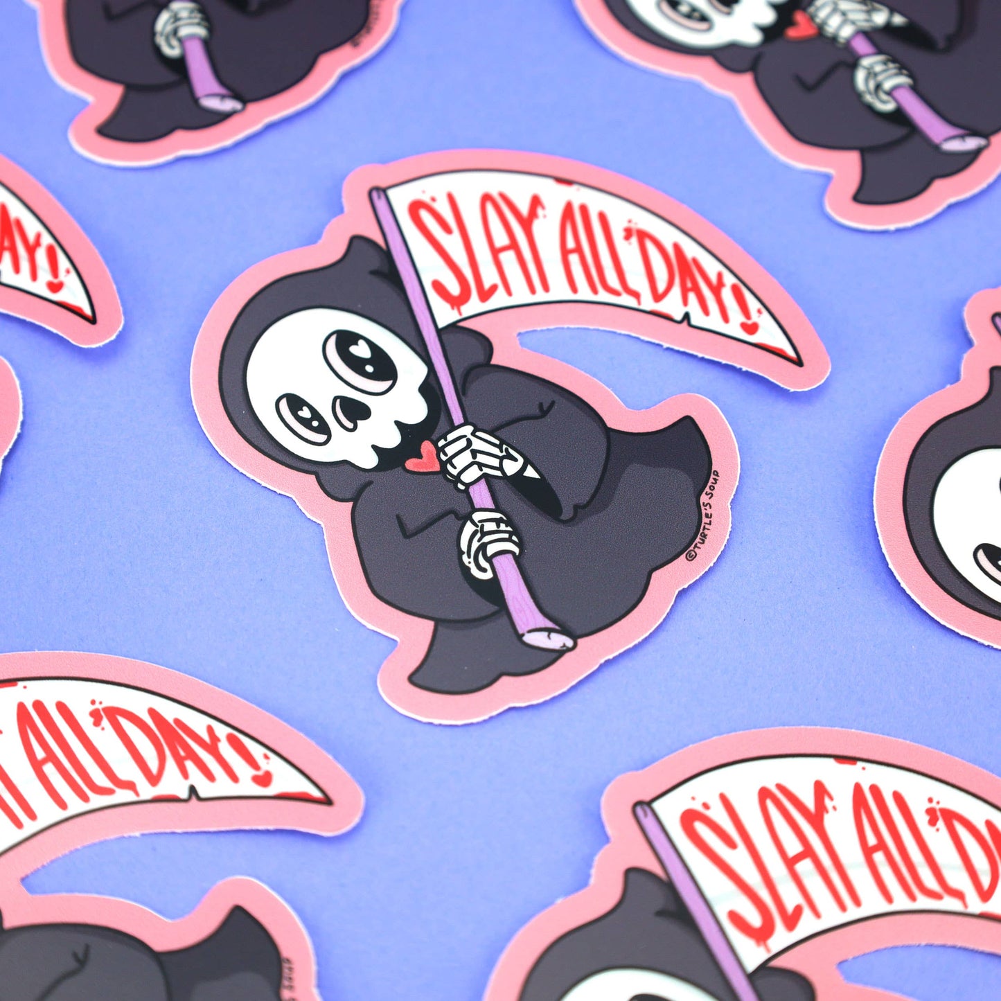 Slay All Day Cute Grim Reaper Halloween Vinyl Sticker