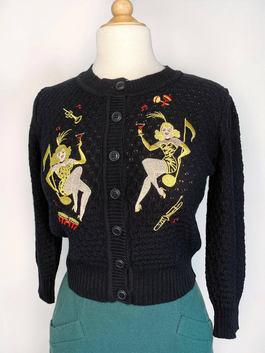 Showgirls Cropped Cardigan in Black